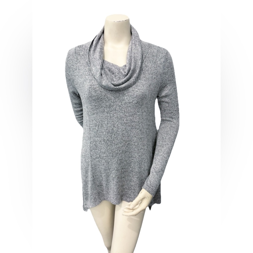 PROMESA Asymmetric Top Cowl Neck Sweater Gray Womens S/M Long Sleeve Made In USA
